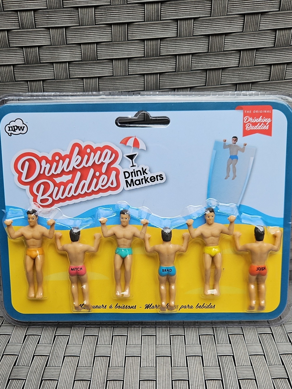 New Drinking Buddies Set Of 6 Men In Swim Trunks Drink Markers - Multi-Color Set
